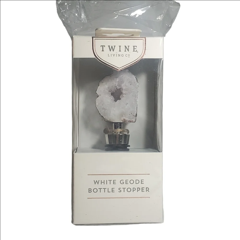 TWINE Living Co. White Geode Silver Plated Wine Bottle Stopper New in Box